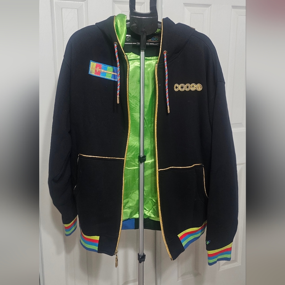 COOGI Black Hoodie with Neon Green Lining